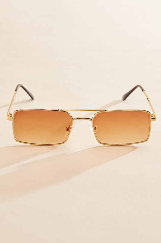 Versona thin gold rectangle aviator sunglasses GOLD