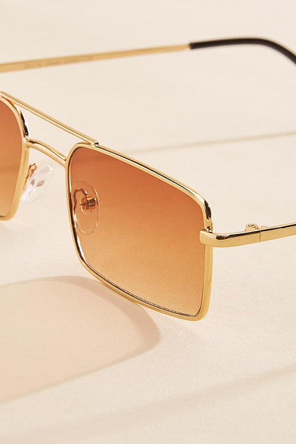 Versona thin gold rectangle aviator sunglasses GOLD