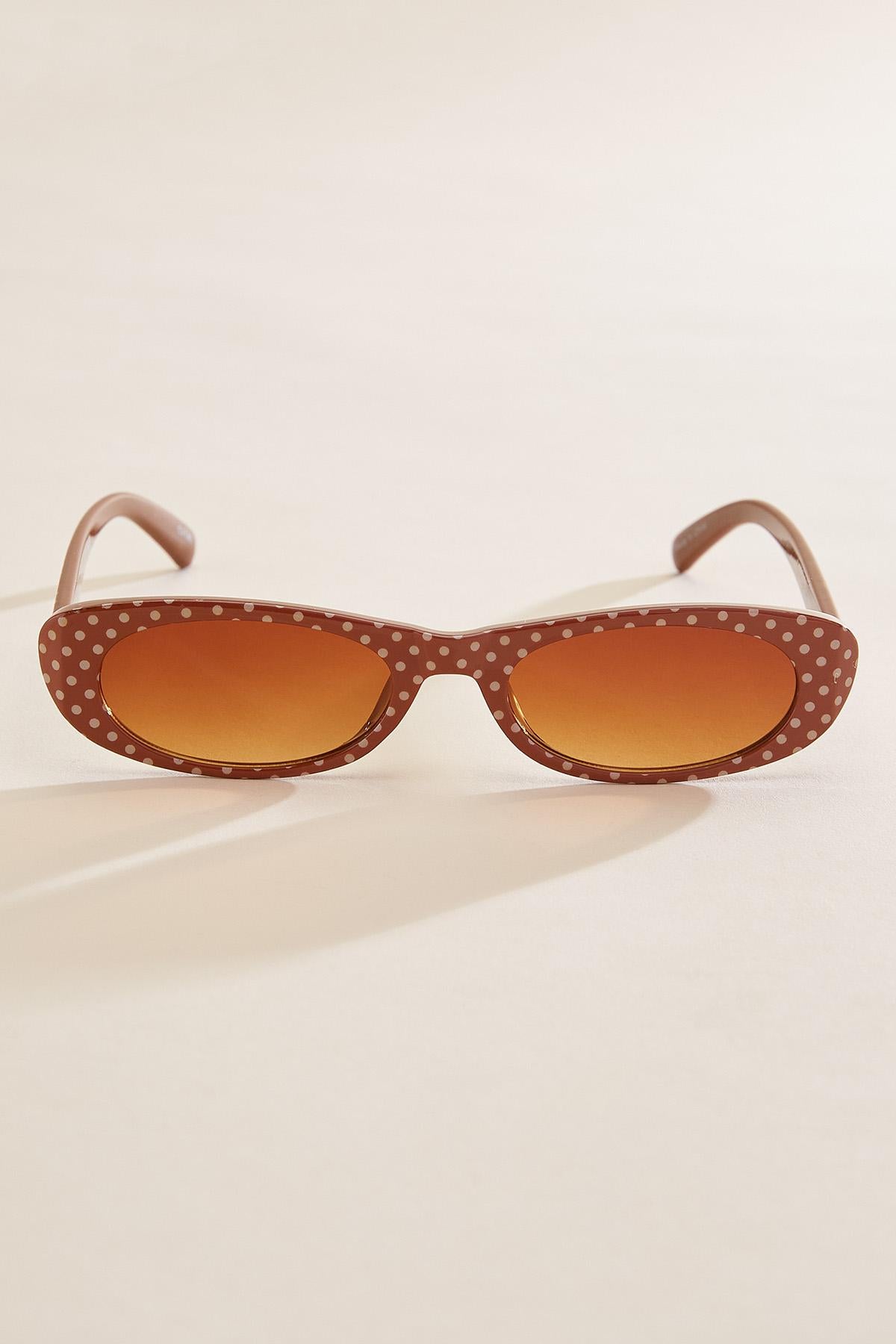 Versona brown polka dotted oval frame sunglasses BROWN