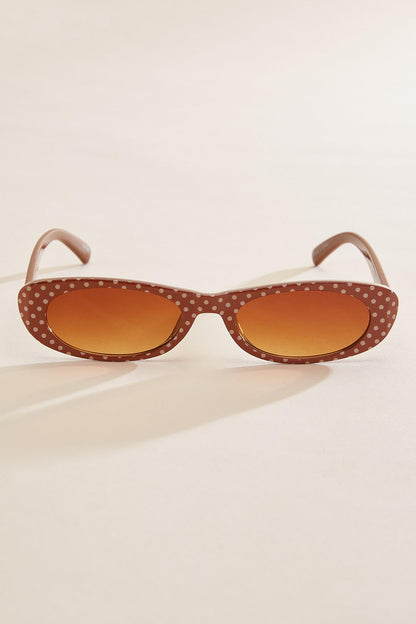 Versona brown polka dotted oval frame sunglasses BROWN