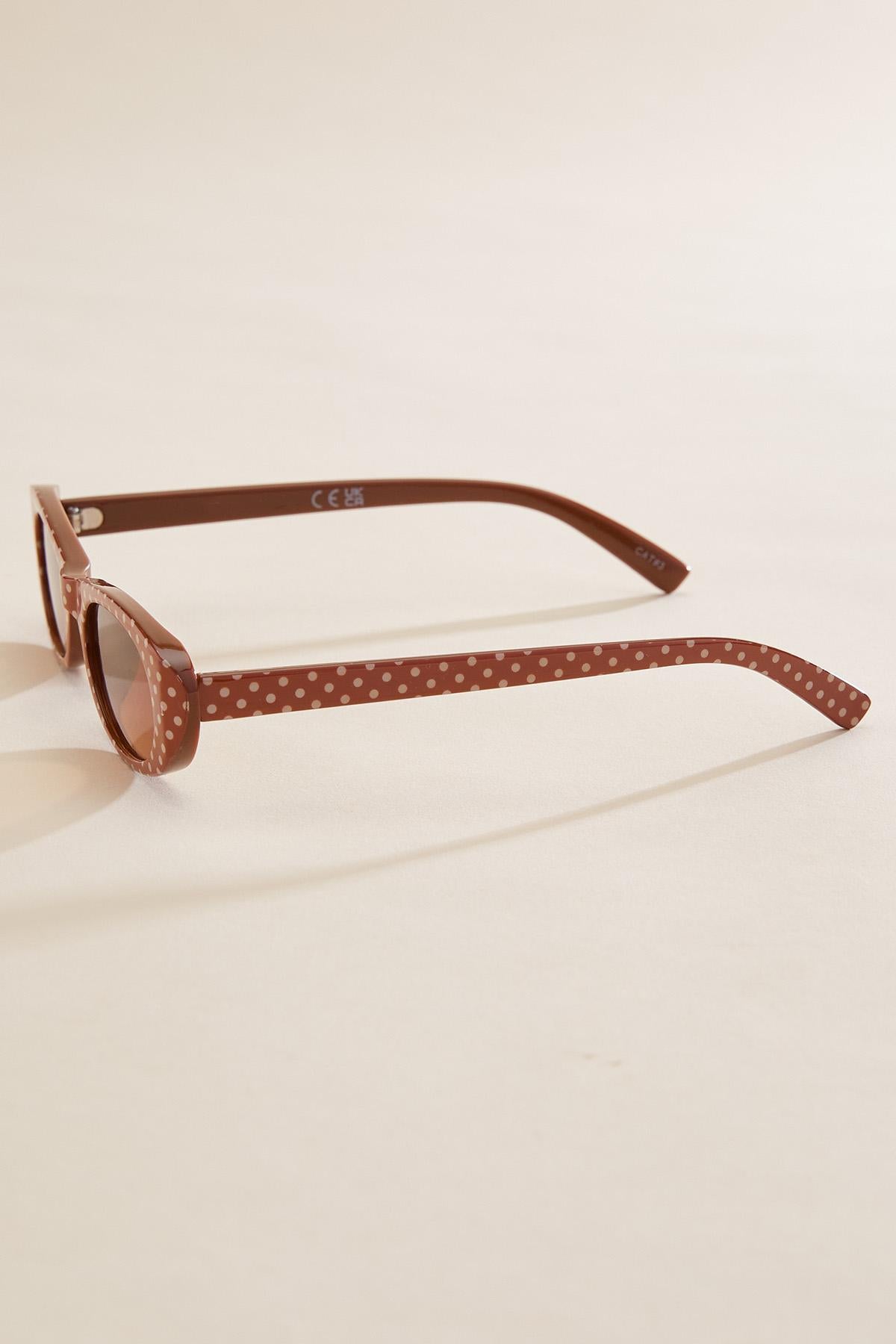 Versona brown polka dotted oval frame sunglasses BROWN