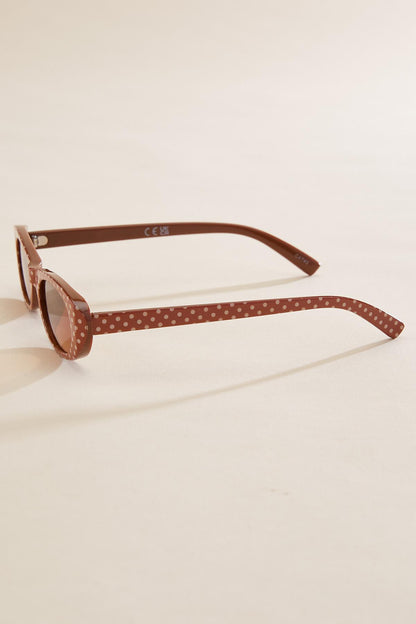 Versona brown polka dotted oval frame sunglasses BROWN