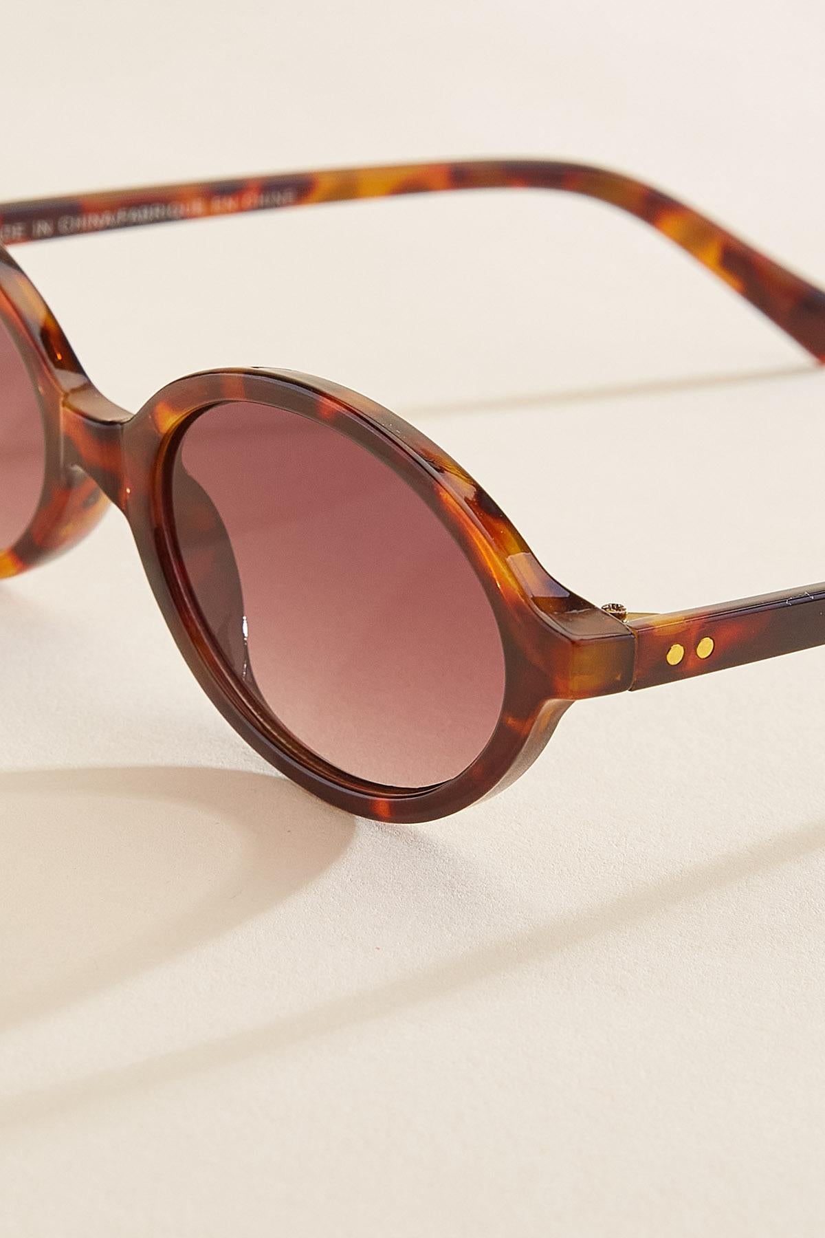 Versona tortoise shell thin oval sunglasses TORTOISESHELL