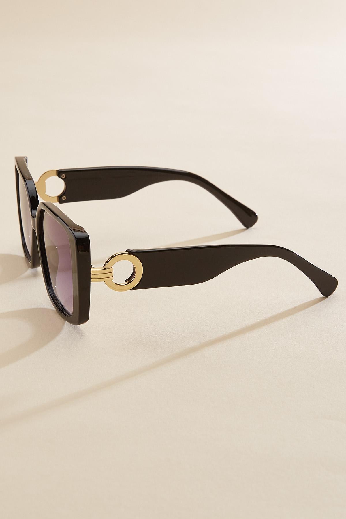 Versona oversized gold ring square sunglasses BLACK