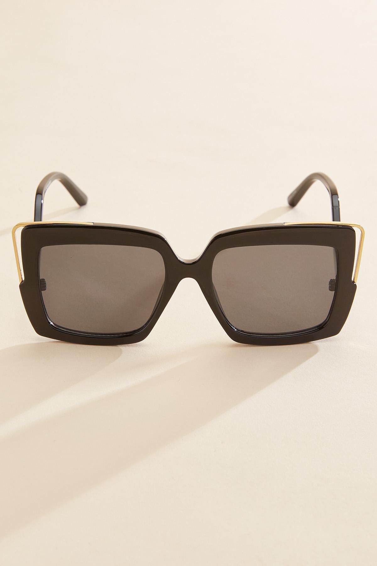 Versona curved arm square frame sunglasses BLACK