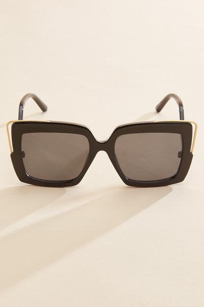 Versona curved arm square frame sunglasses BLACK