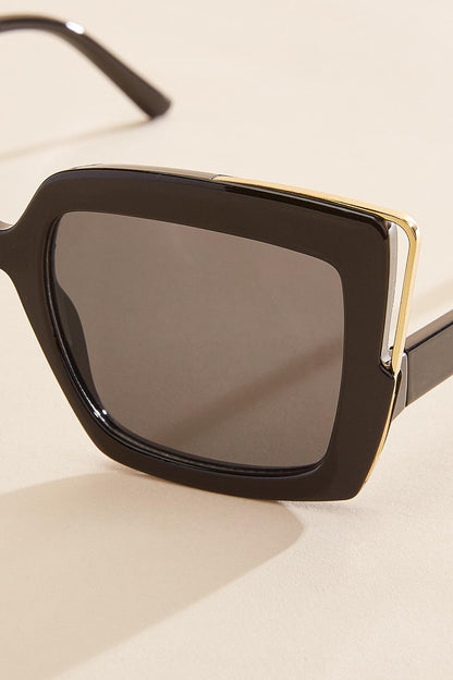 Versona curved arm square frame sunglasses BLACK