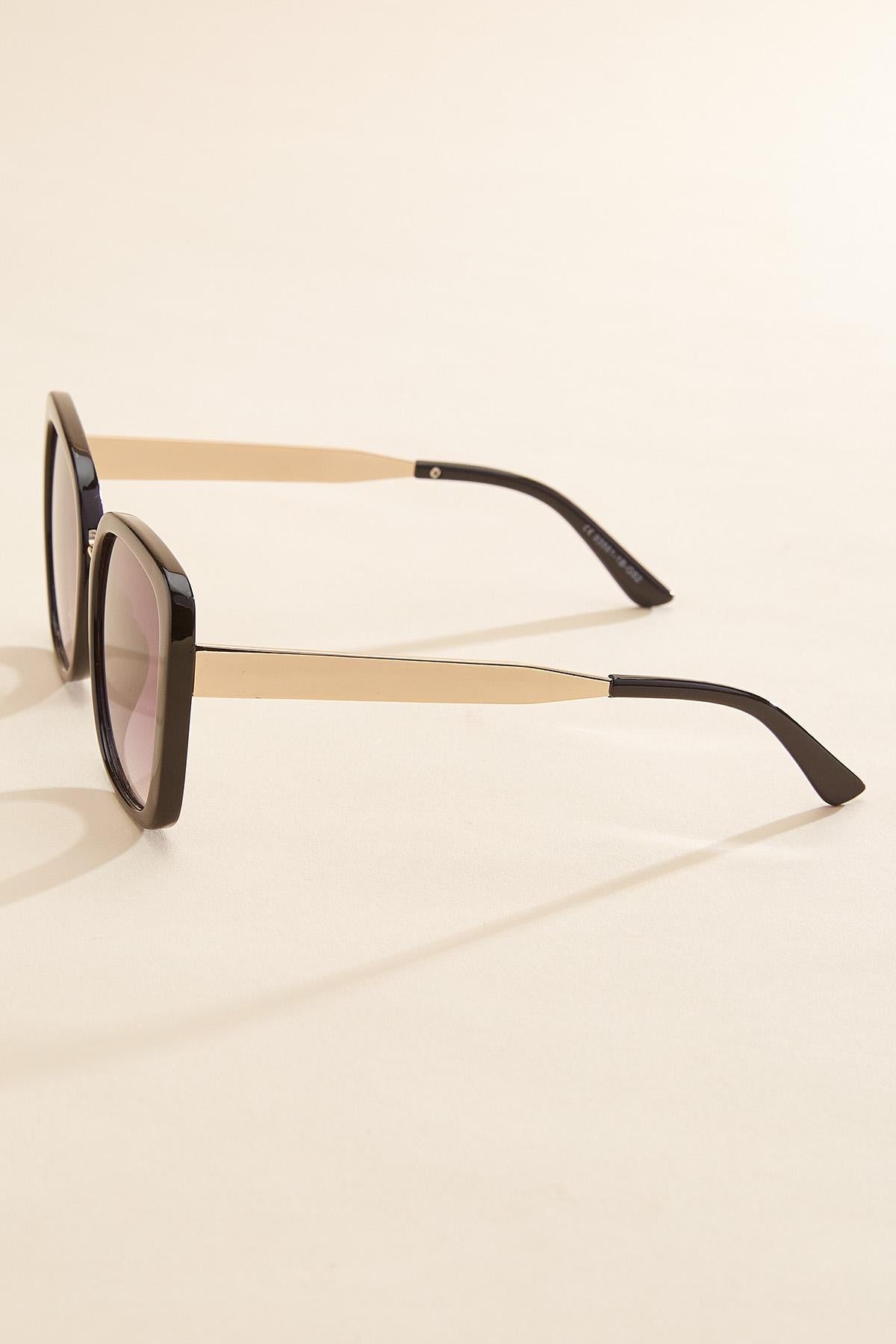 Versona gold arm round frame sunglasses BLACK