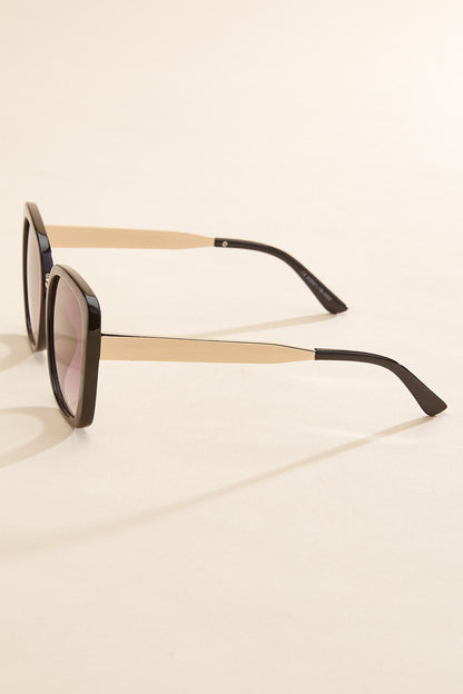 Versona gold arm round frame sunglasses BLACK
