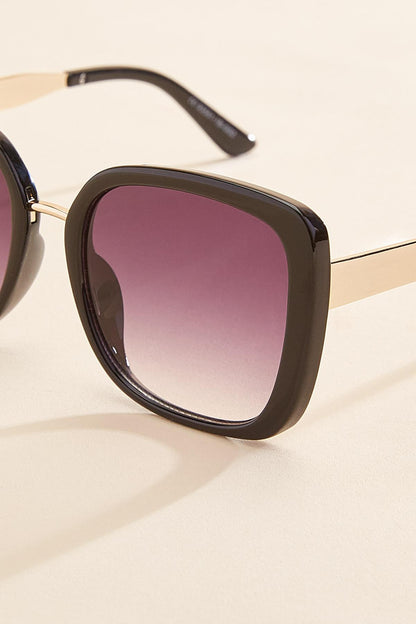 Versona gold arm round frame sunglasses BLACK