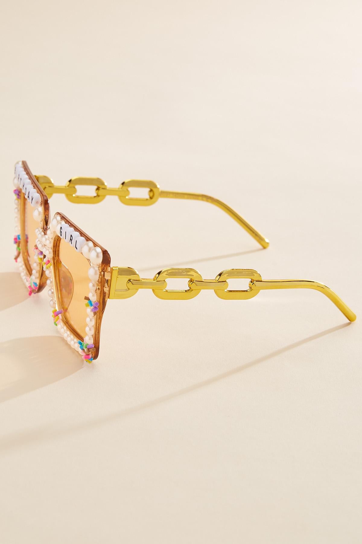 Versona birthday girl embellished sunglasses GOLD