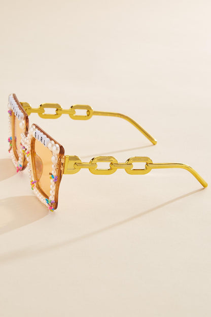 Versona birthday girl embellished sunglasses GOLD