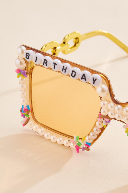 Versona birthday girl embellished sunglasses GOLD