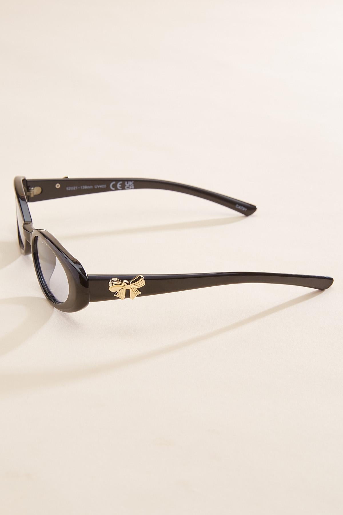 Versona bow embellished round sunglasses BLACK