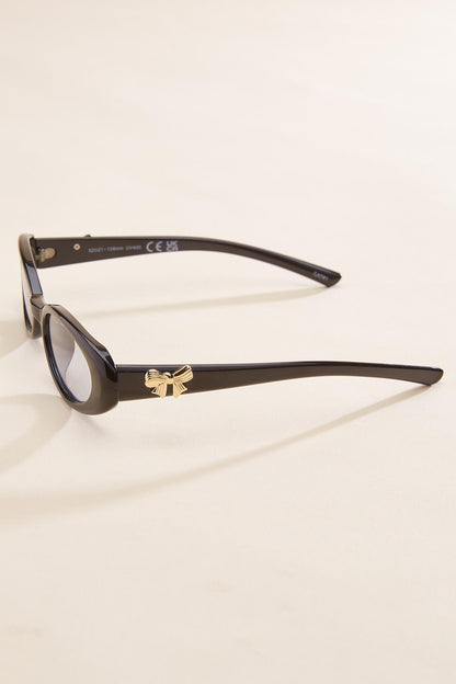 Versona bow embellished round sunglasses BLACK