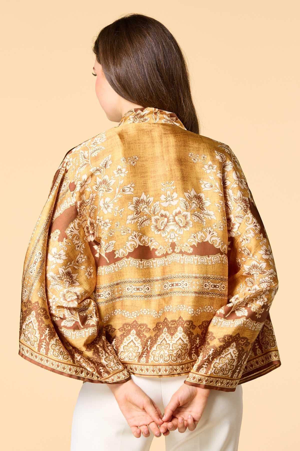 Versona golden summer satin kimono SAFFRON