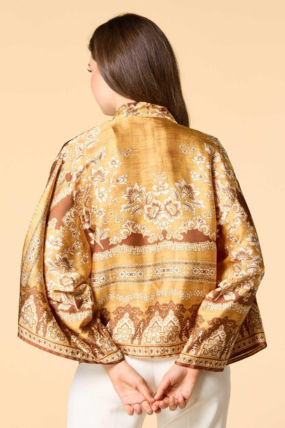 Versona golden summer satin kimono SAFFRON