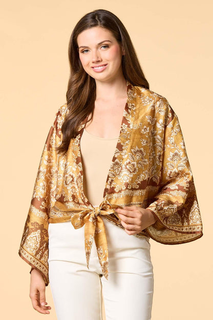 Versona golden summer satin kimono SAFFRON