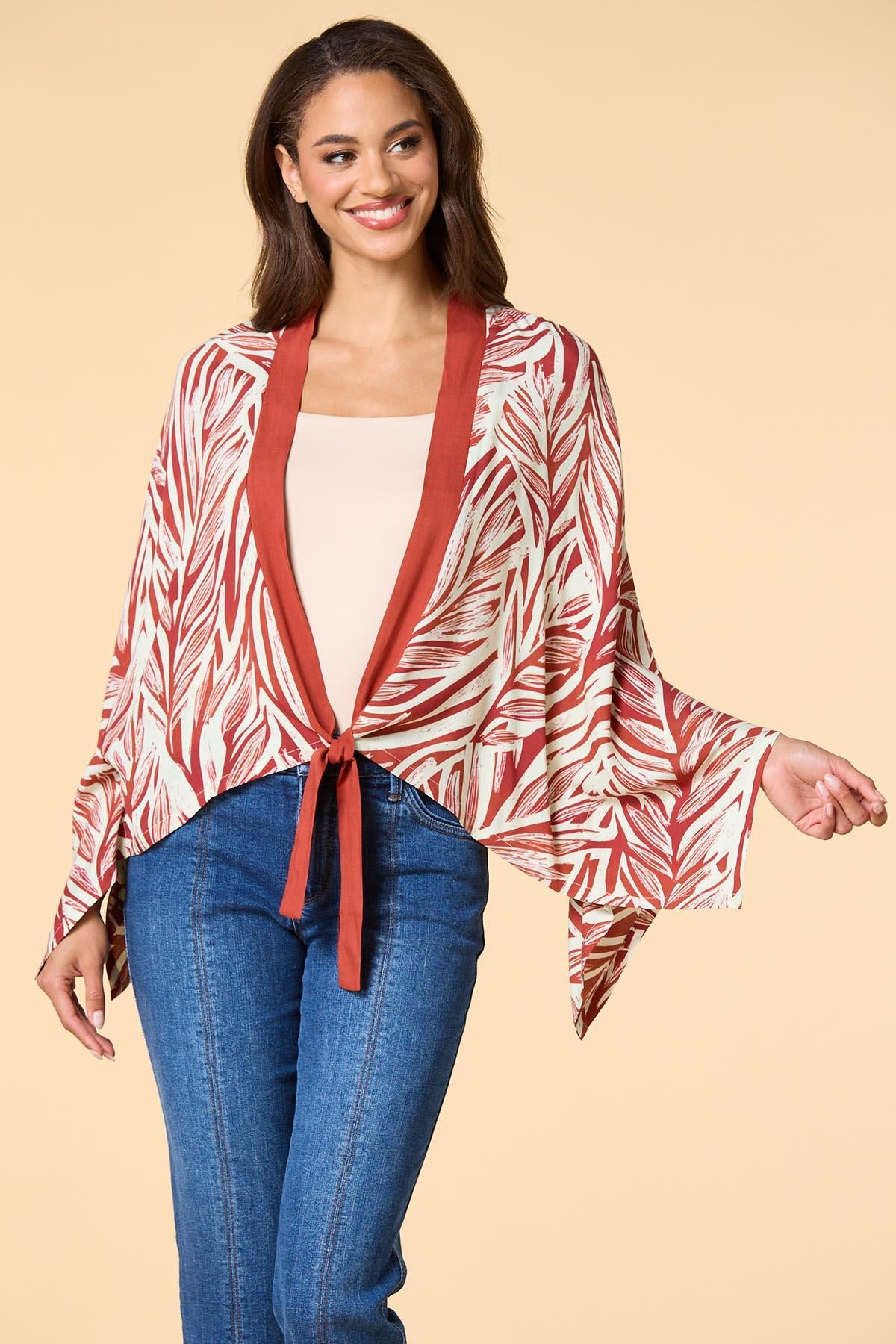 Versona leaf a message kimono HABANERO