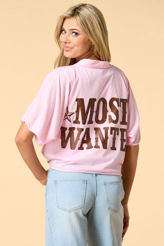 Versona most wanted graphic tie front ruana PINK