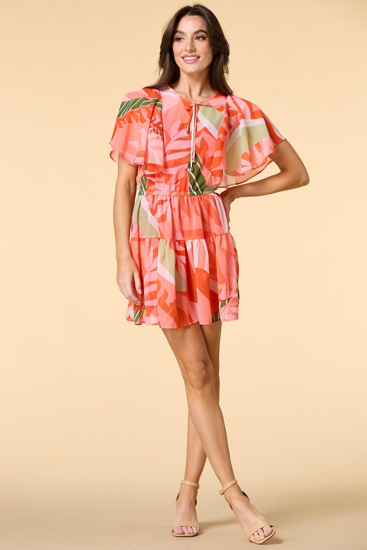 Versona cabana cocktails cover up dress CORAL