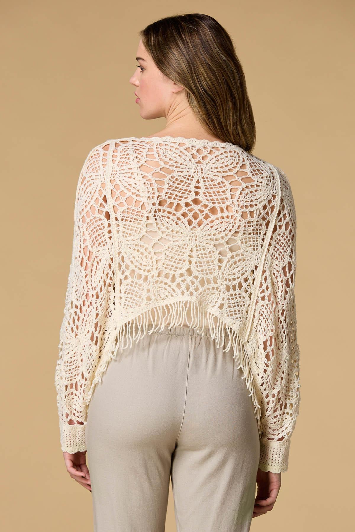 Versona butterfly kisses crochet poncho IVORY