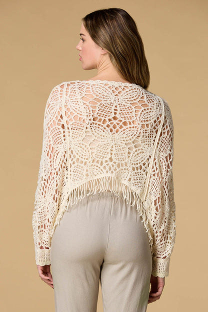 Versona butterfly kisses crochet poncho IVORY