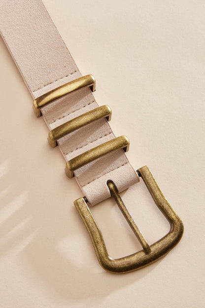 Versona antique gold buckle faux suede belt LIGHT_TAUPE