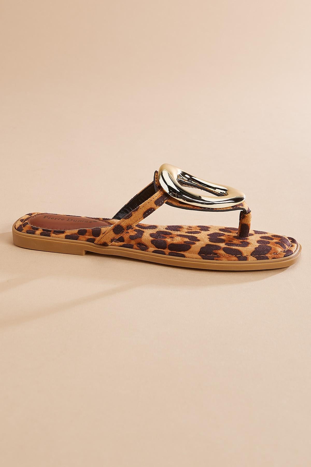 Versona gold ring leopard print sandals BROWN