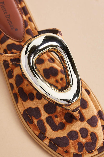 Versona gold ring leopard print sandals BROWN