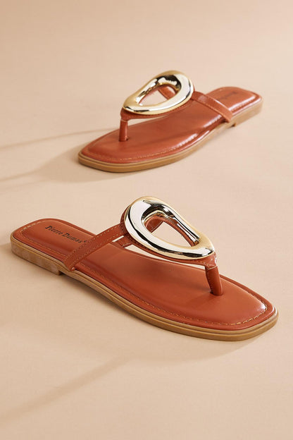 Versona gold ring embellished sandals BROWN