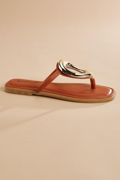 Versona gold ring embellished sandals BROWN