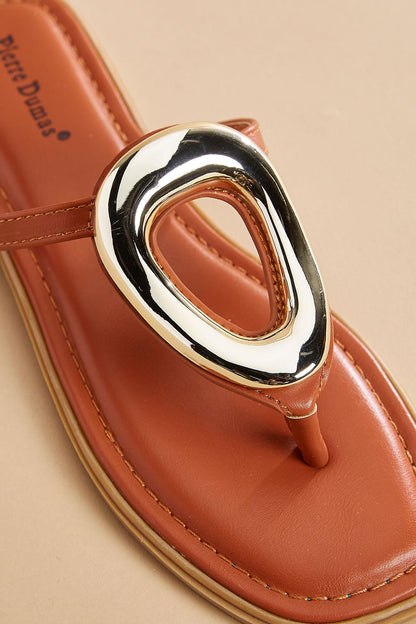 Versona gold ring embellished sandals BROWN