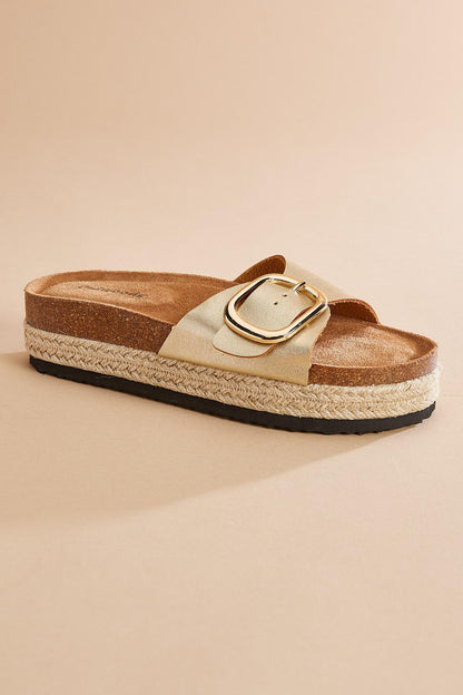 Versona gold buckle band flatform sandals BEIGE
