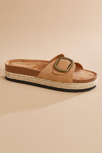 Versona gold buckle band flatform sandals BEIGE