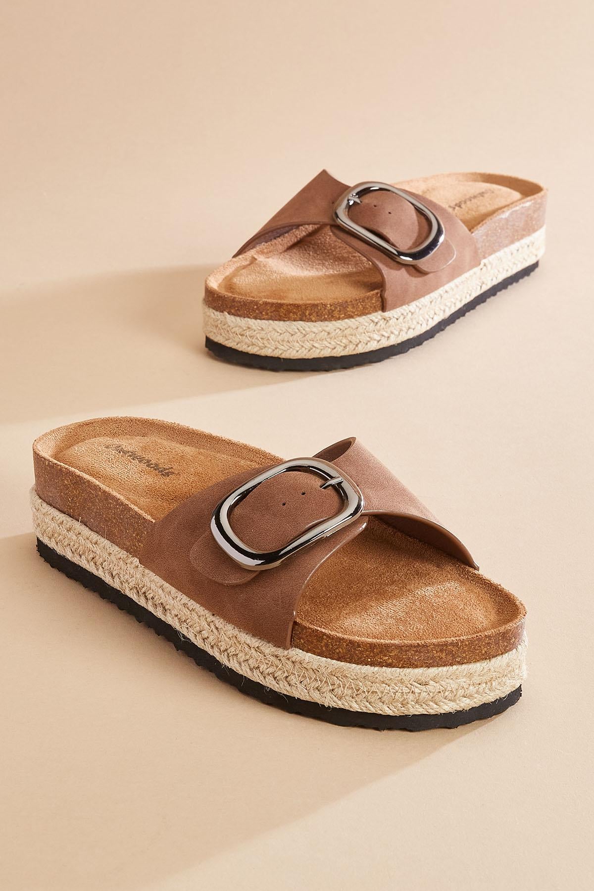 Versona faux suede cork platform sandals BROWN