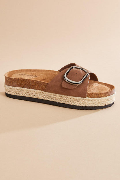 Versona faux suede cork platform sandals BROWN
