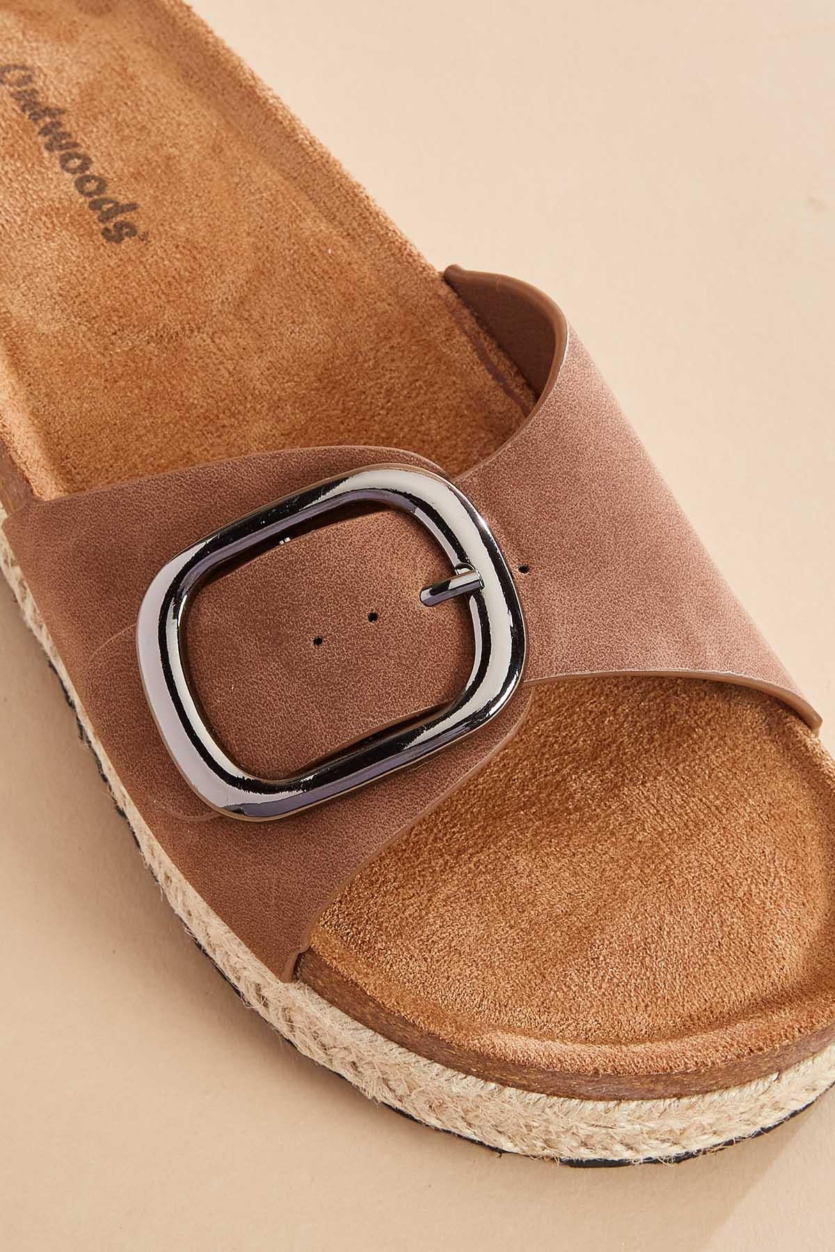 Versona faux suede cork platform sandals BROWN