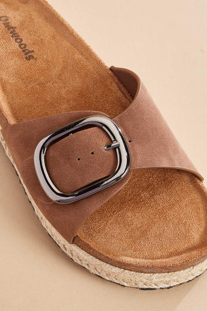 Versona faux suede cork platform sandals BROWN