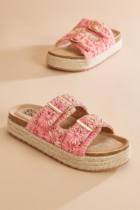 Versona raffia buckle footbed sandals BEIGE