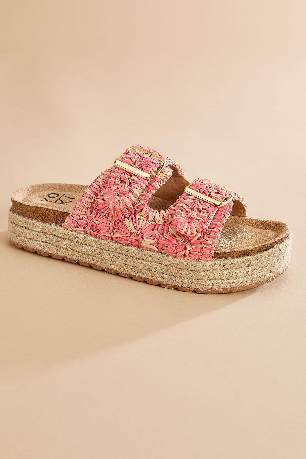Versona raffia buckle footbed sandals BEIGE