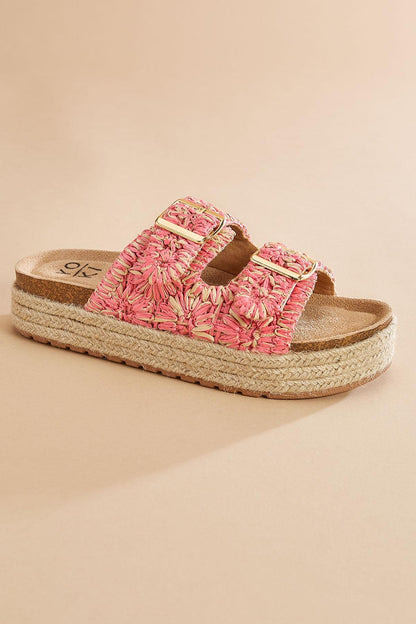 Versona raffia buckle footbed sandals BEIGE