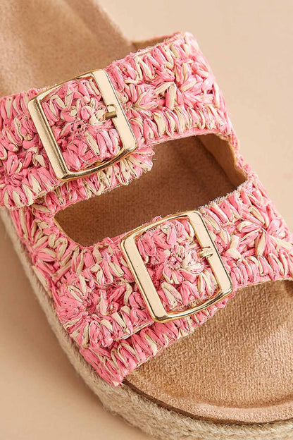 Versona raffia buckle footbed sandals BEIGE
