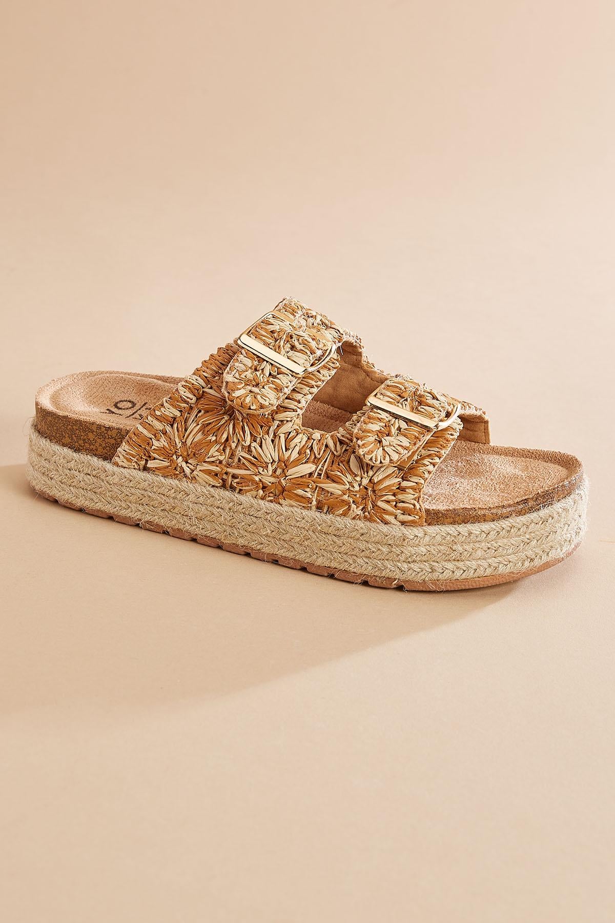 Versona raffia buckle footbed sandals BEIGE