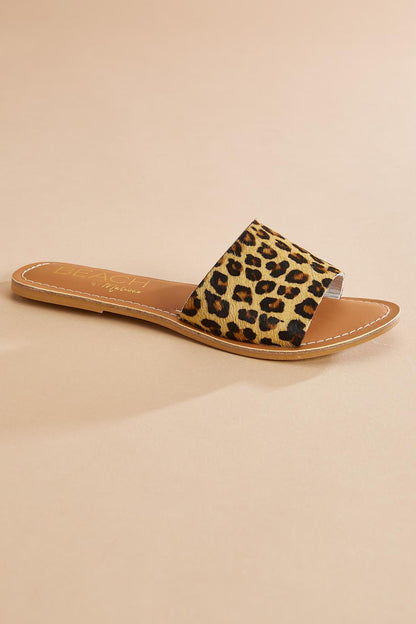 Versona faux leather animal print sandals BEIGE