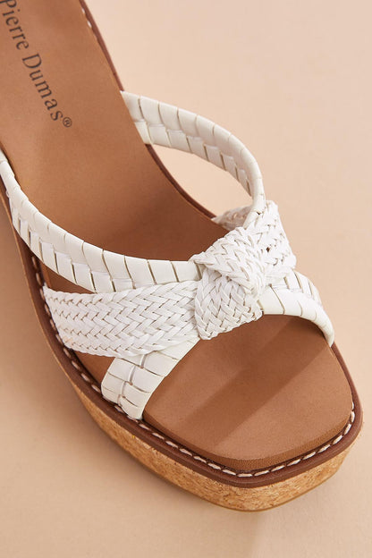 Versona braided x band platform wedge sandals WHITE
