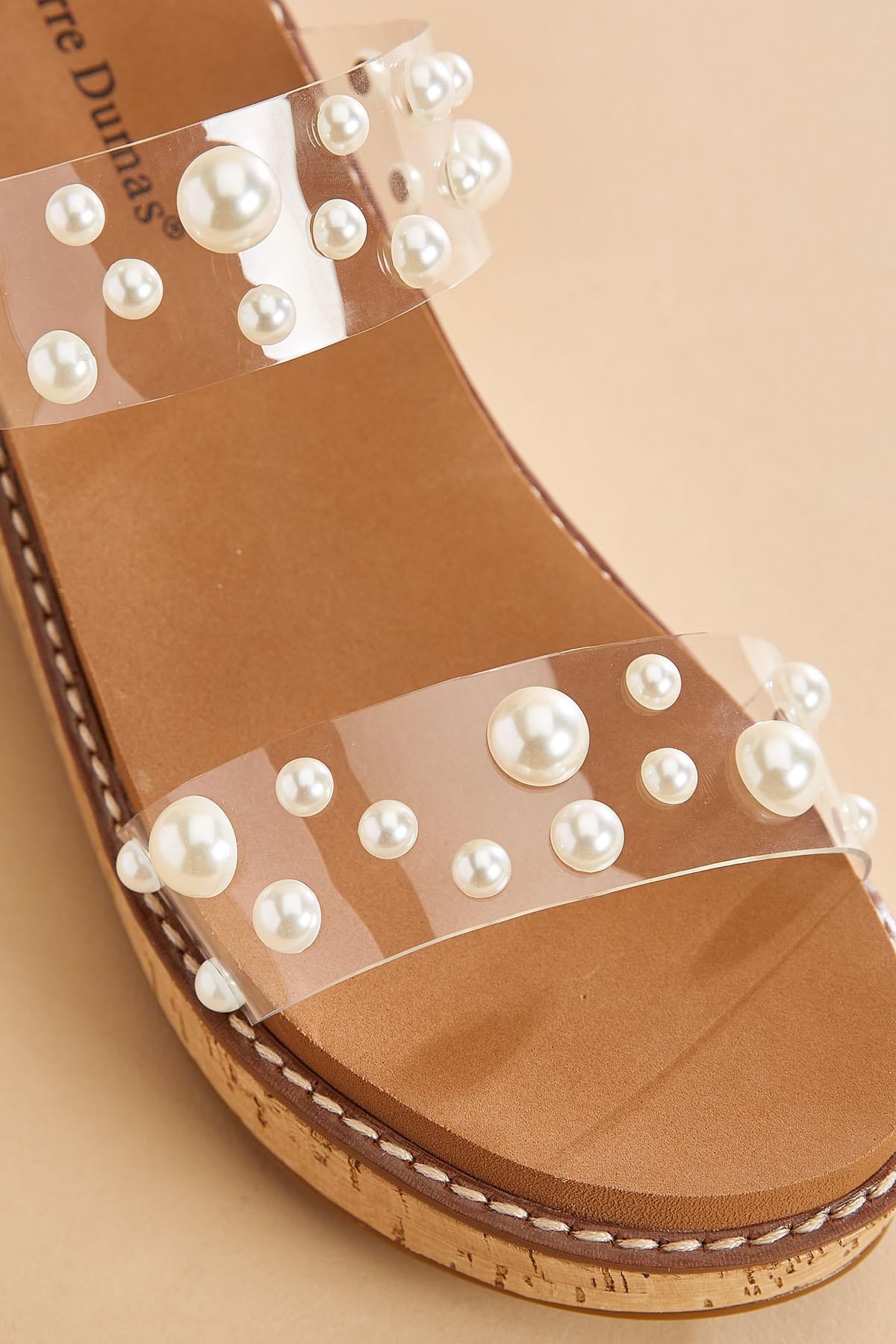 Versona pearl embellished band wedge sandals CRYSTAL_CLEAR