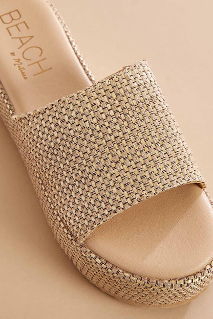 Versona one band straw platform sandals BEIGE