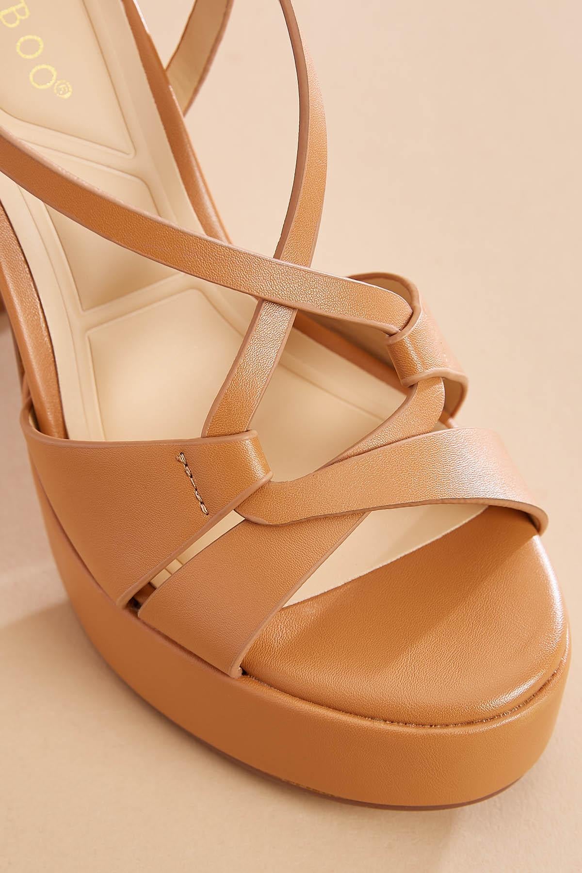 Versona faux leather crisscross platform heels TAN