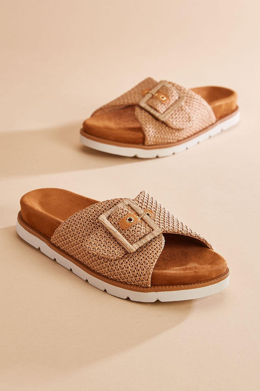 Versona raffia foot bed platform sandals PINK